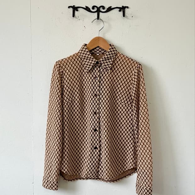 Japan vtg 브라운 시스루 셔츠