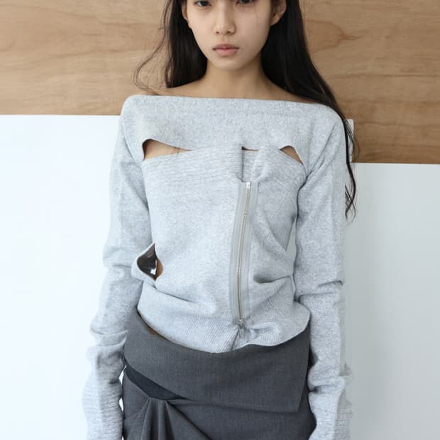 Double slit knit bolero (light grey)