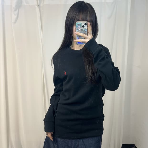 Polo black waffle long sleeves