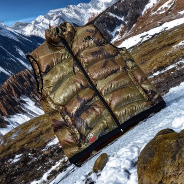 노스페이스 카모 패딩 베스트 (L-XL) 써밋