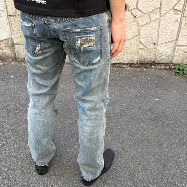 돌체앤가바나 디스트로이드 워싱 데님 진