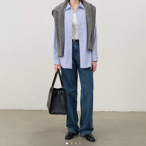 던스트 90s 와이드 데님 청바지 미드블루