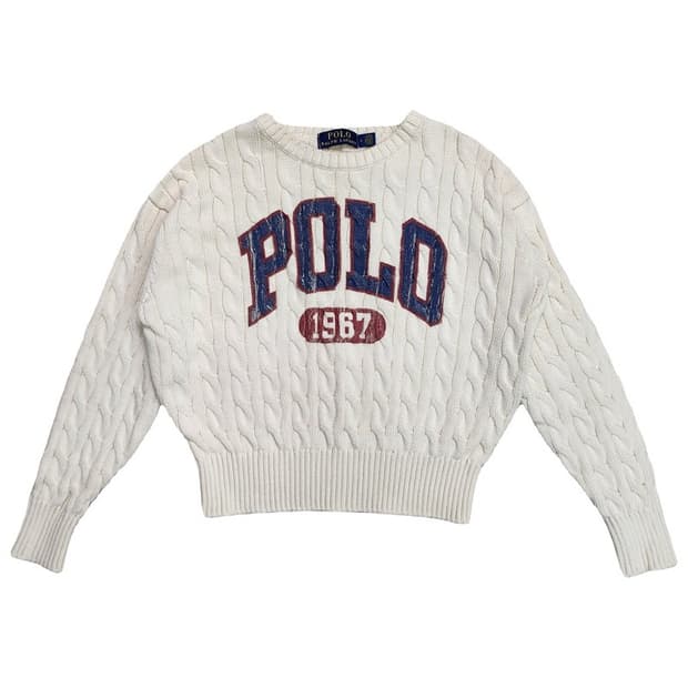 POLO RALPH LAUREN 빅로고 프린팅 케이블 니트 Women S