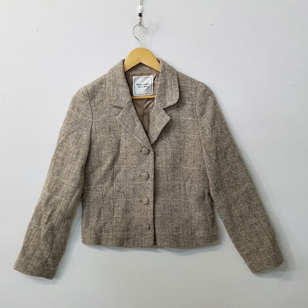 Mademoiselle NON NON 해리스 트위드 헤링본 자켓