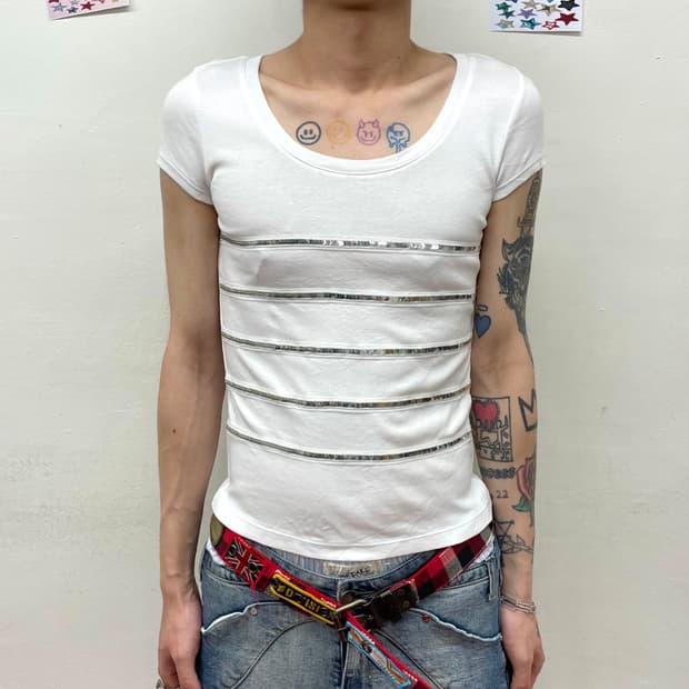 Silver Spangled White T-shirt