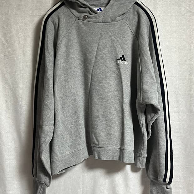 공용 아디다스 크롭 후드티셔츠 L