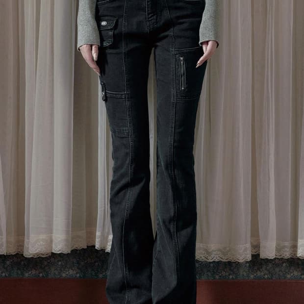 보헴서 SIDE POCKET BOOTCUT JEANS 딥그레이M