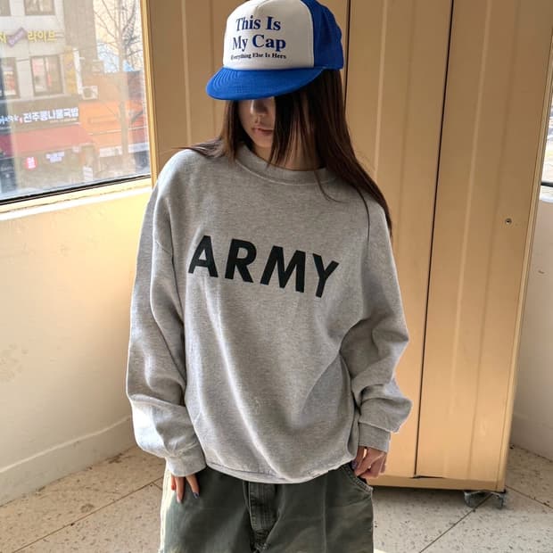 밀리터리 ARMY 맨투맨 그레이