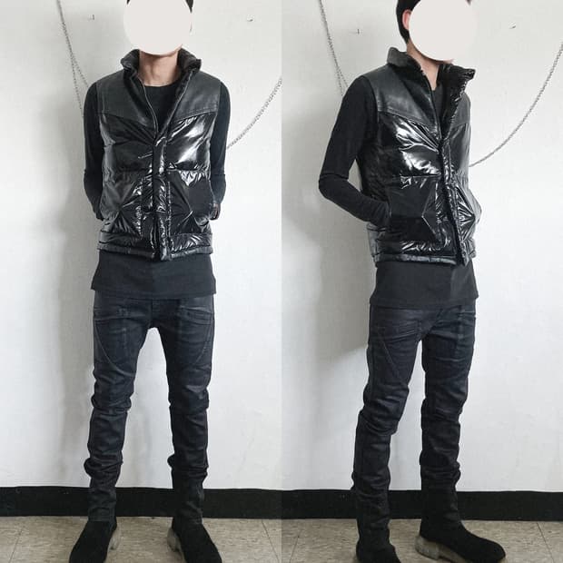 지방시 오피움 09AW 리카르도 티시 레더패널 글로시 패딩베스트