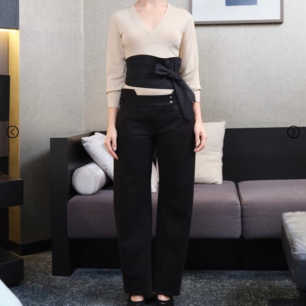 Chiyagi 키야기 Half Apron Leggings - black