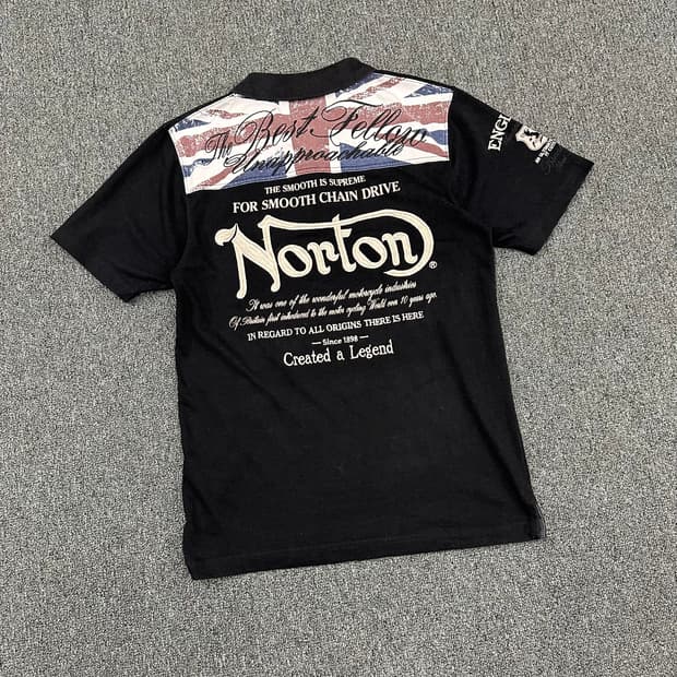 M)Norton y2k 모터사이클 자수 카라 반팔