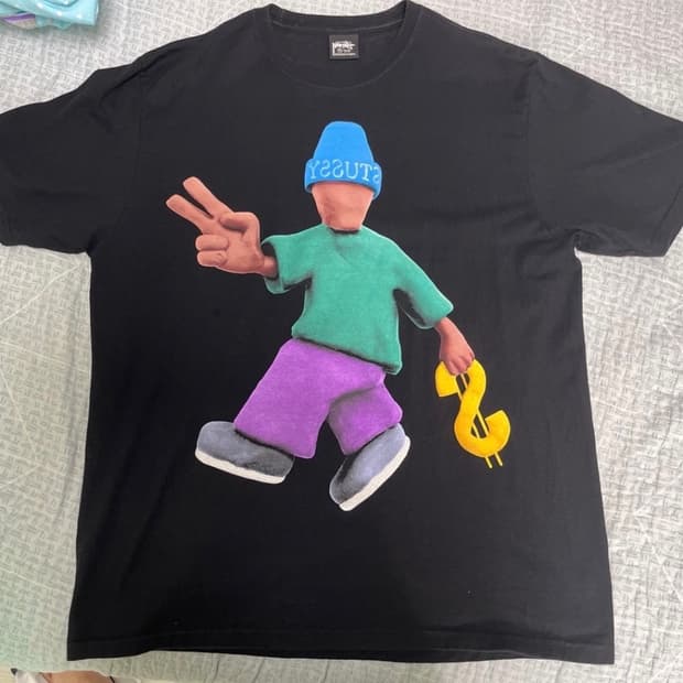 스투시 피스 앤 프로스패리티 티셔츠 블랙 