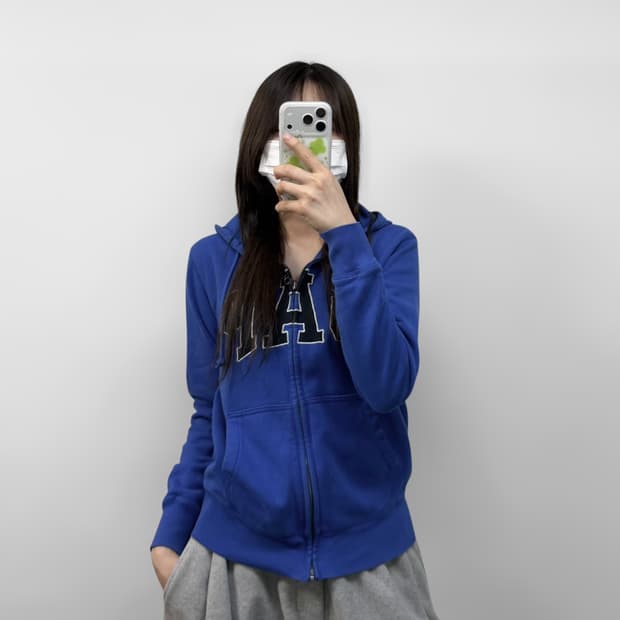 갭 Gap 스펠 로고 후드집업 블루