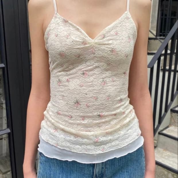 (replica) Floral Lace Tank