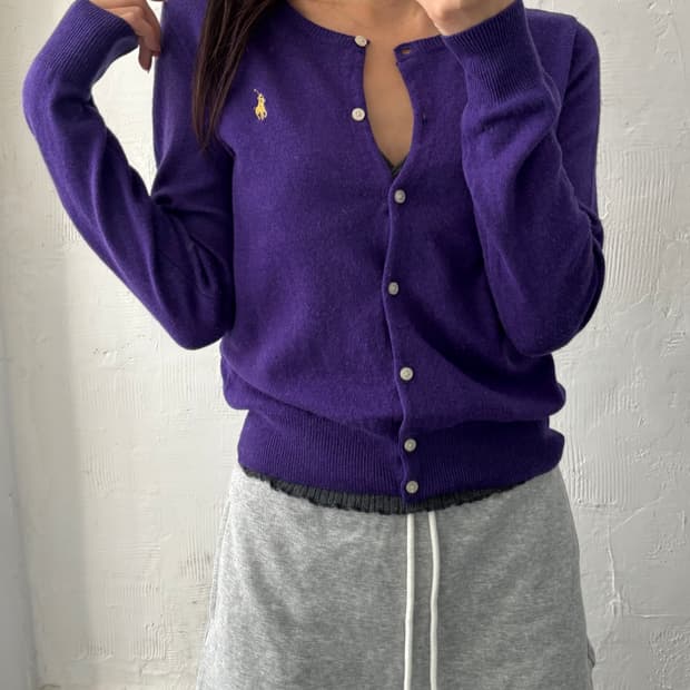 Polo 폴로 랄프로렌 신형 걸즈 퍼플컬러 울 가디건