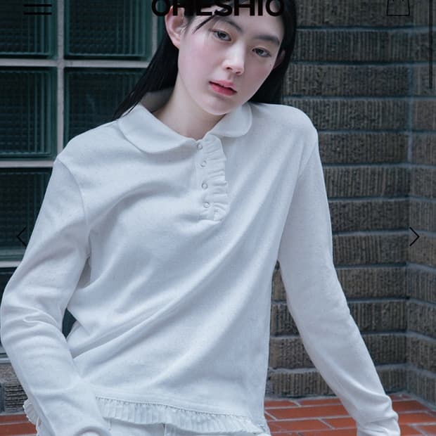 오헤시오 round collar frill long t-shirt