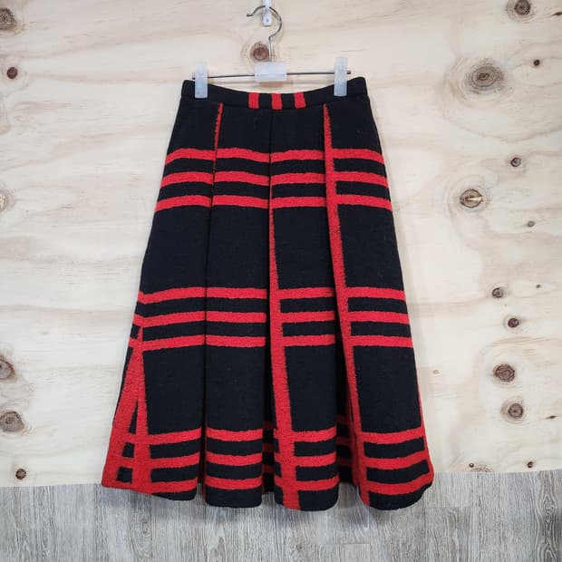 588) 나인 NAIN 레드/블랙 체크 플리츠 스커트