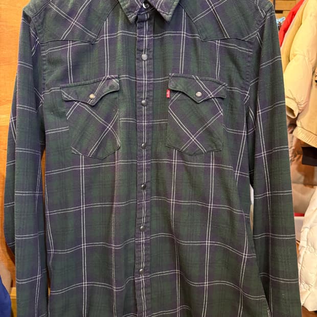 리바이스 딥그린 체크셔츠