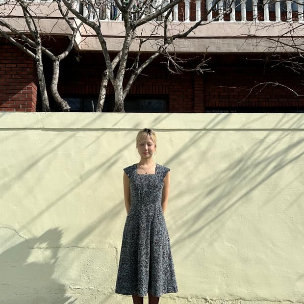 스퀘어넥 코듀로이 플로럴 원피스