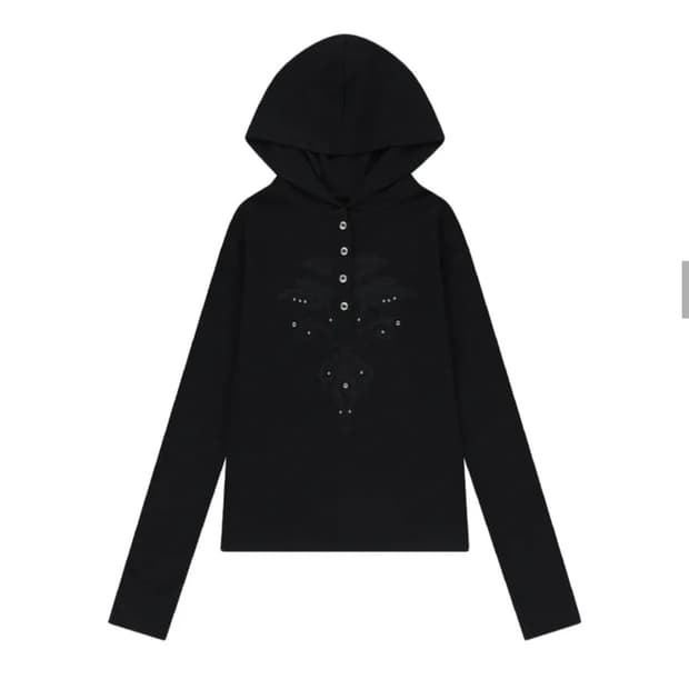 아캄 Studded Leaf Hooded Long Sleeve