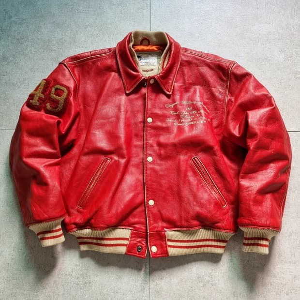 90s 아비렉스 레더 바시티 자켓 S(105) sz