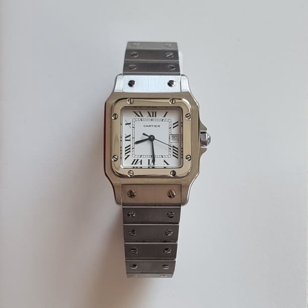 까르띠에 산토스 까레 스틸 라지 L 오토메틱 시계