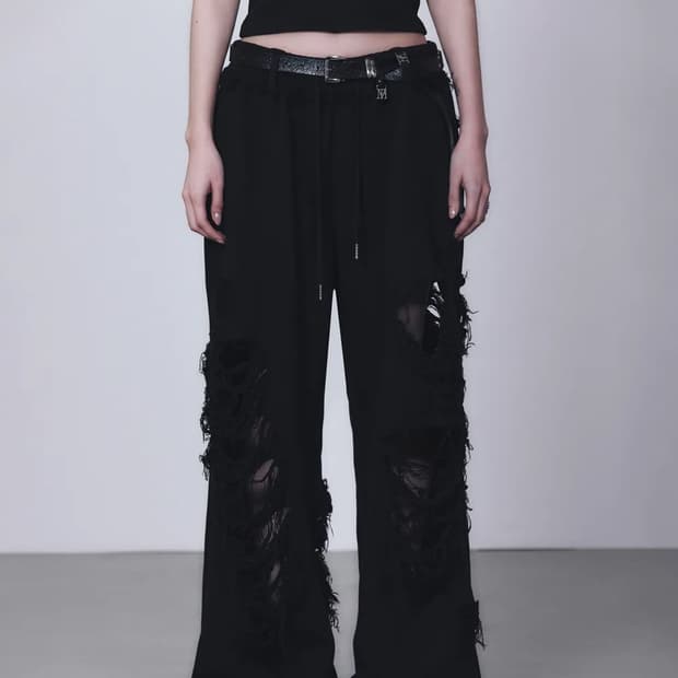 트리밍버드 데미지 와이드 스웻팬츠