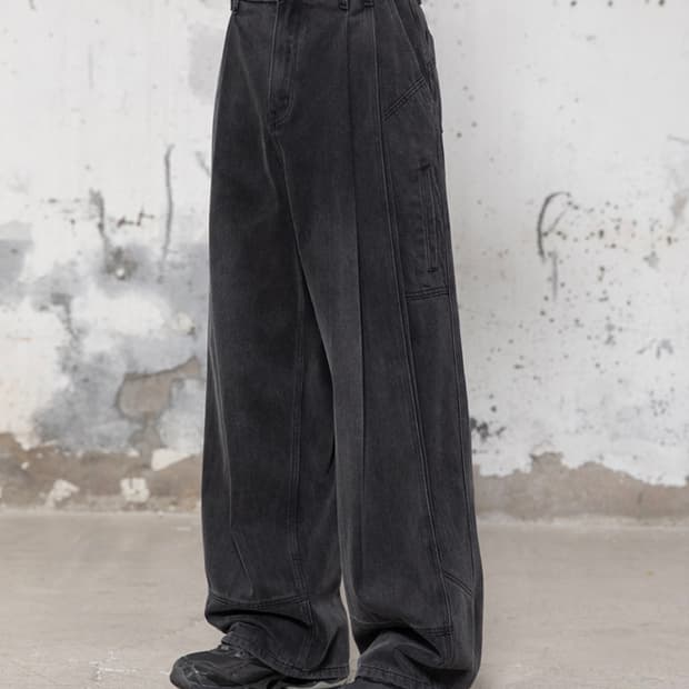 비긴202 베네타 투턱 데님팬츠 오프블랙 2