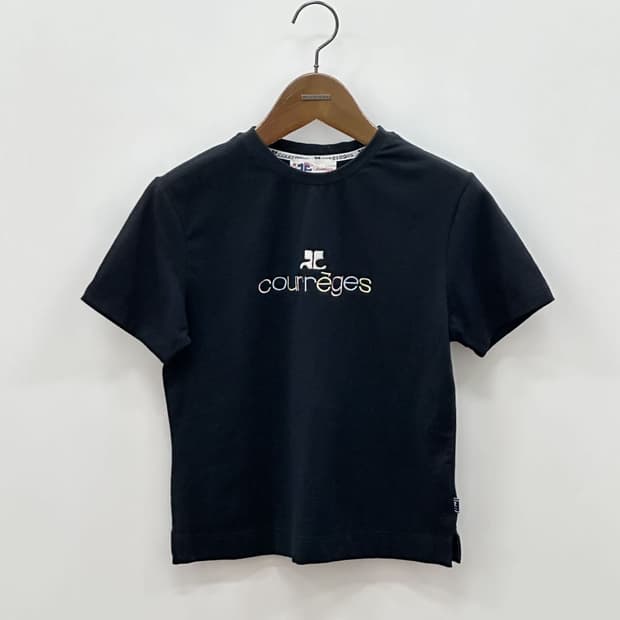 courreges / 꾸레쥬 블랙 로고 반팔 티셔츠 