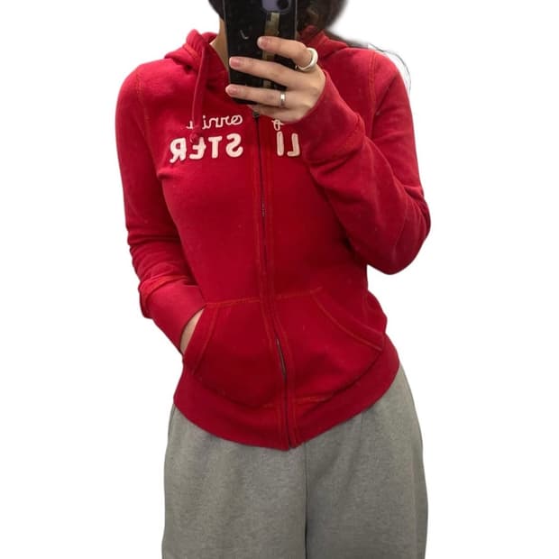 [딱붙핏] 홀리스터 레드 캘리포니아 후드집업 S