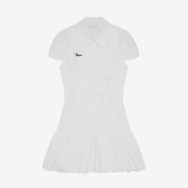 Puff Preppy Mini Dress White