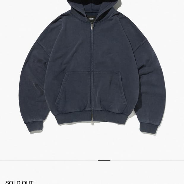 CROPPED WASHED HOOD ZIP UP [WASHING NAVY