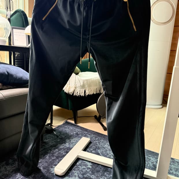 아디다스 블랙 벨벳 트랙팬츠 L