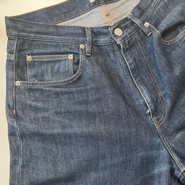 오라리 하드트위스트 와이드 인디고 데님 32