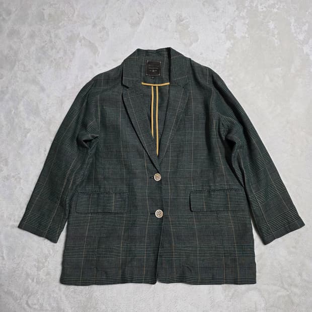 (S)여성 써스데이아일랜드 린넨 체크 자켓