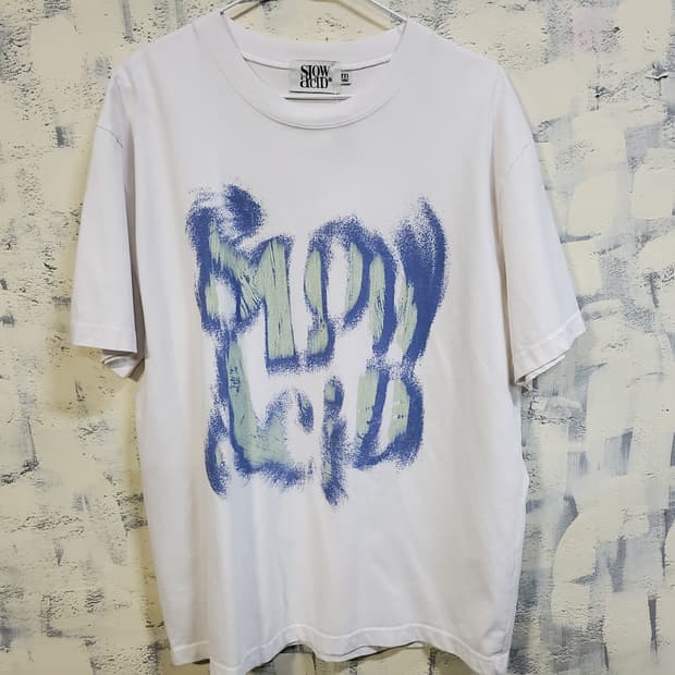 슬로우애시드 로고프린팅 라운드 반팔티 
