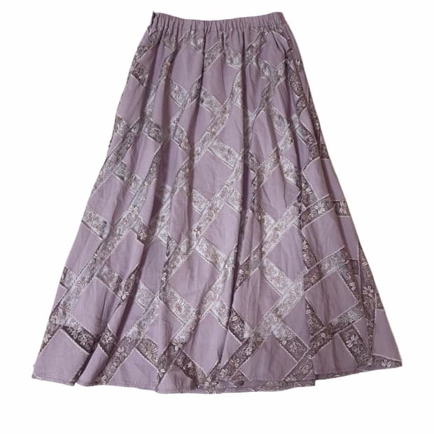 willselection연보라 다이아몬드 플라워 패턴 롱 스커트