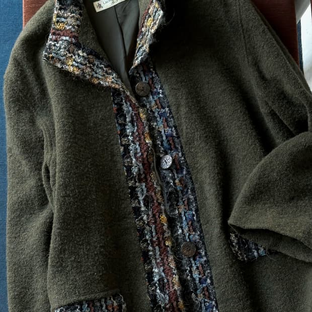 Smudge felted boucle wool design coat