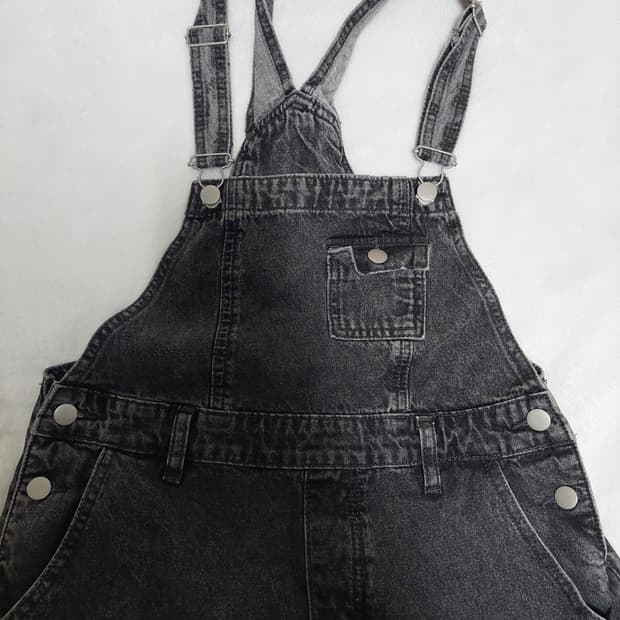 흑청 데님 멜빵바지 
