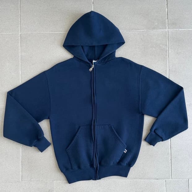 90s 빈티지 러셀 후드집업 네이비 M