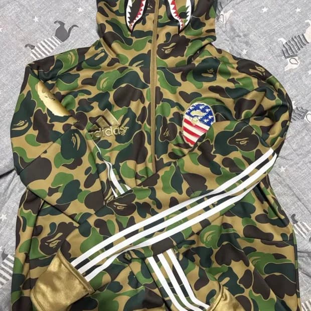 베이프 아디다스 녹계 풀 집업 져지 xl