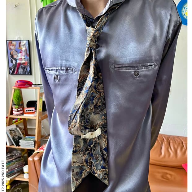 -90s Bill Brass Antique Paisley Silk Tie