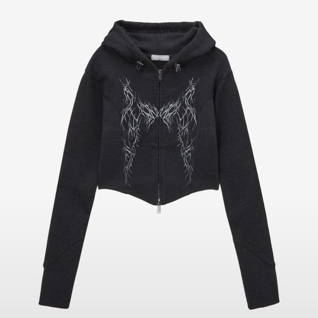 허그유어스킨 슬림 후드집업 (차콜)