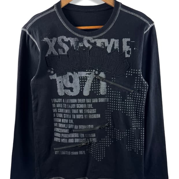 JPN Y2K 스컬 지퍼디테일 롱슬리브2148