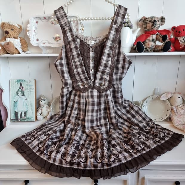 axes femme(악세즈팜므) 모카브라운 체크 원피스