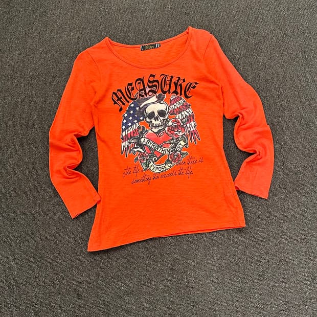 L)Japanese vintage y2k 스컬 프린팅 롱슬리브