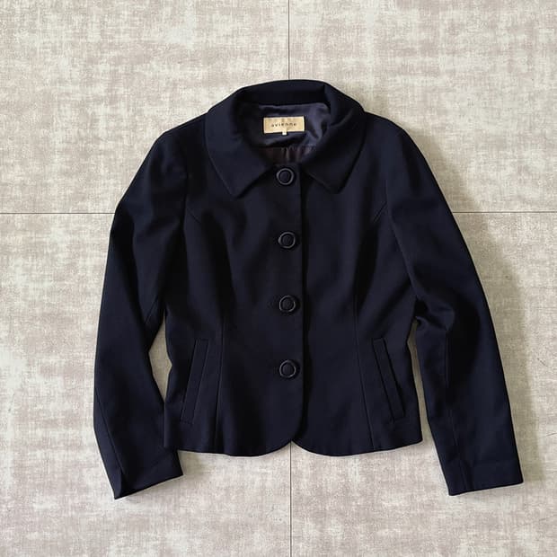 navy button jacket