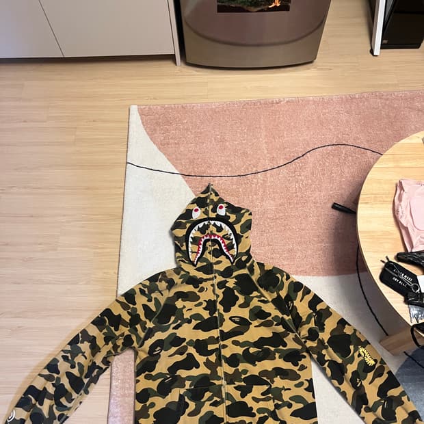 베이프 황계 xxl PONR 퍼스트 카모 세컨드 샤크 풀 집 후드 옐로우