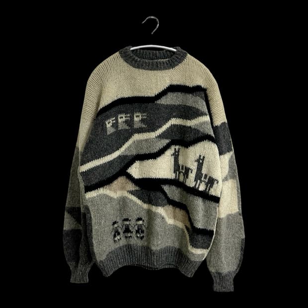 핸드메이드 패턴 VTG 니트