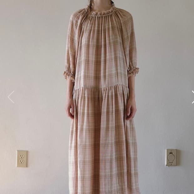 비아플레인 시몬 체크 롱 원피스 simon check long dress